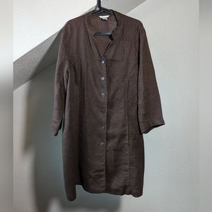 Gillian Grey 1x brown linen button up tunic duster